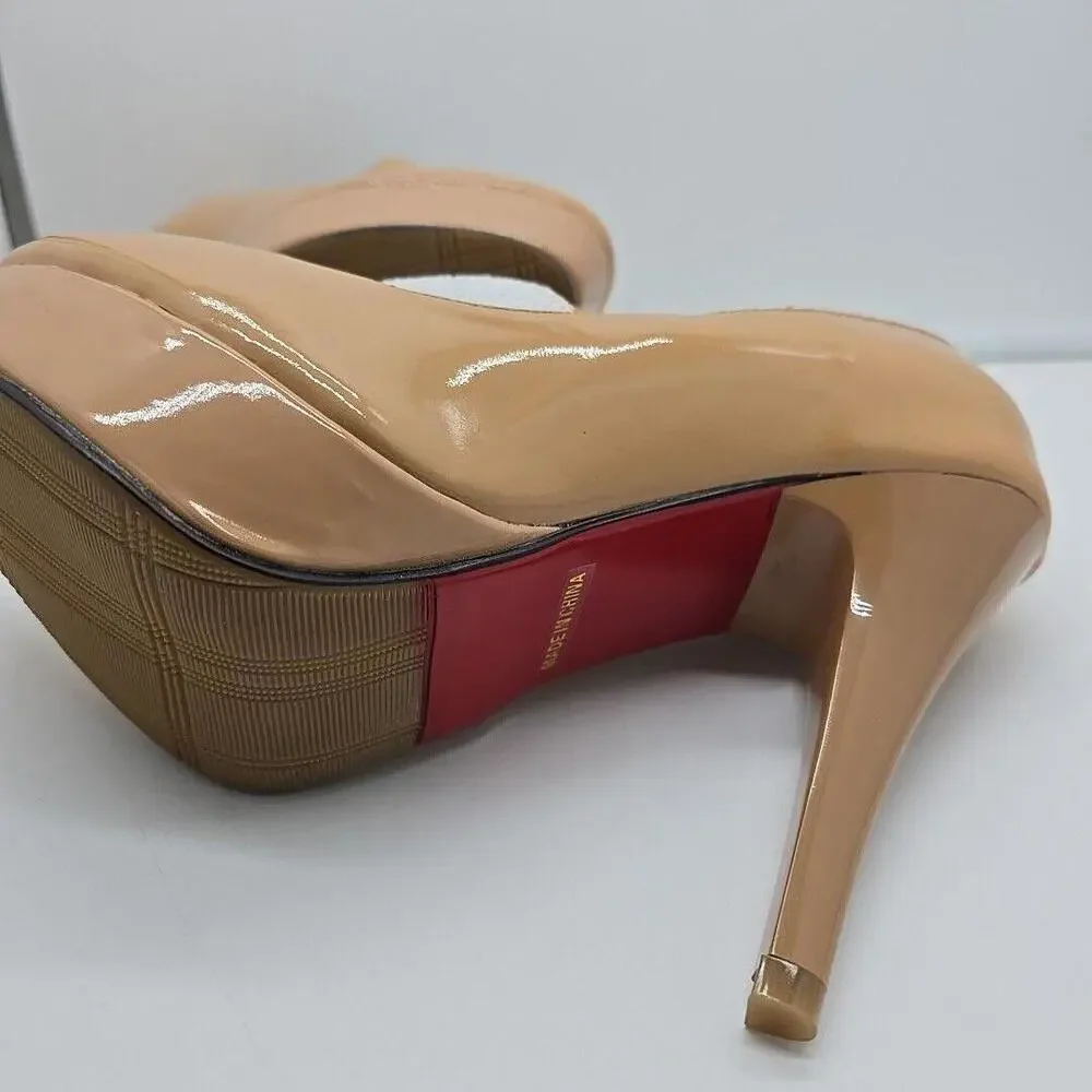 Monicoco Nude Mary Jane Closed Round‎ Toe 5 Stiletto Heels